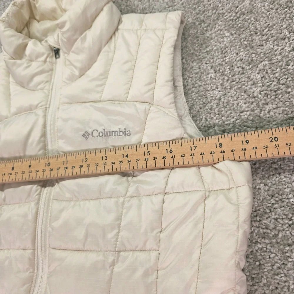 Columbia Thermal Coil Puffer Vest Womens Medium Cream Off White Quilted Full Zip